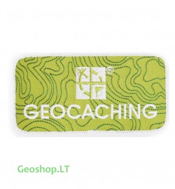 Antsiuvas Geocaching logo, žalias su Velcro pagrindu